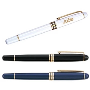 Roller Ball Pen With Brass Construction And Glisten Color Finish With Gold Accents
