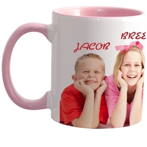 Pink - Match Full-color, Full-wrap Decoration To This 11 Oz Colored Inside And Handle Mug!