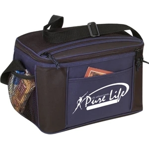 Two Tone 12 Can Cooler, Front And Back Pocket, Top And Side Mesh Pockets