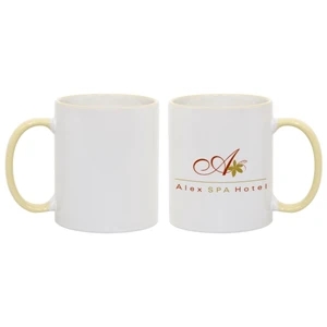 Yellow - Match Images And Themes To This Sublimation Rim And Handle Colored Ceramic Mug!