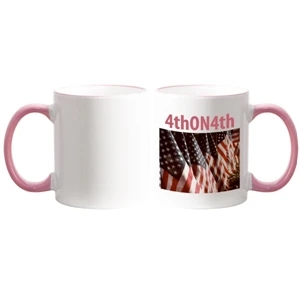 Pink - Match Images And Themes To This Sublimation Rim And Handle Colored Ceramic Mug!