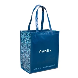 Caribbean Blue-navy Blue - Laminated 100% Recycled Shopper Bag With 23.5" Shoulder Straps