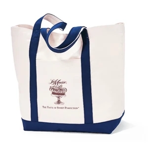 Navy Blue - Boat Bag With Front Pocket And Oversized Main Compartment With Snap Closure