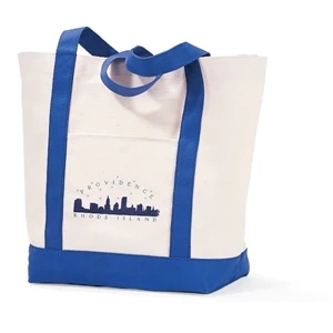 Royal Blue - Cotton Boat Tote With Roomy Main Compartment And Front Pocket