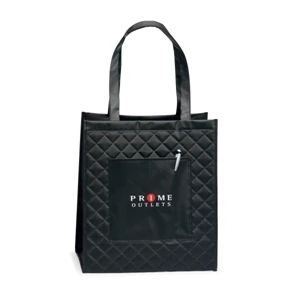 Soho - Black - Quilted Laminated Non-woven Shopper Bag With 22.5" Shoulder Straps