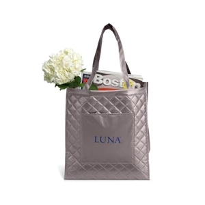 Soho - Metallic Silver - Quilted Laminated Non-woven Shopper Bag With 22.5" Shoulder Straps