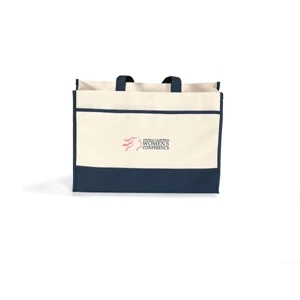 Contemporary - Navy Blue - Tote Bag With Large Main Compartment With Snap Closure