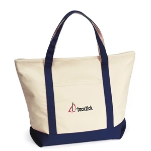 Harbor Cruise - Navy Blue - Boat Bag With Large Zippered Gusset Top And Front Pocket