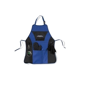 Grill Master - Royal Blue - Apron Kit With Detachable Bottle Opener, Padded Oven Mitt And Towel