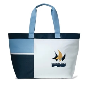 Hampton - Sky Blue-white - Insulated Tote With 24" Shoulder Straps And Heat Sealed Interior