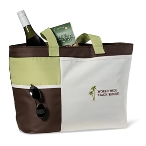 Hampton - Kiwi Green-birch-brown - Insulated Tote With 24" Shoulder Straps And Heat Sealed Interior
