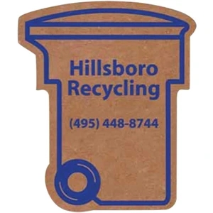 Brown Corrugated Cardboard Trash Can Shaped Magnet With Full Magnetic Backing