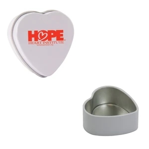 Mint Tin Maniacs - White Empty Heart Tin. Heart Tin Can Be Filled With Mints, Candy, Or Gum