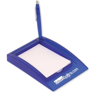 Blue - Desktop Memo Pad With Pen. Closeout Price! Available While Supplies Last!