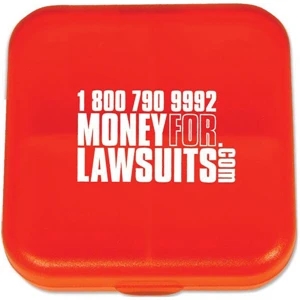 Red - Four Slot Square Pill Box. Closeout Price! Available While Supplies Last