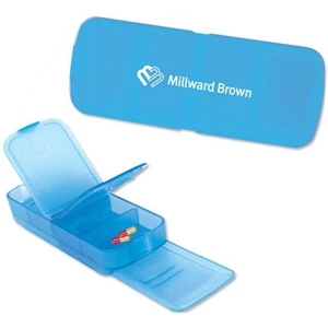Blue - Four Slot Rectangular Pill Box. Closeout Price! Available While Supplies Last!