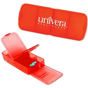 Red - Four Slot Rectangular Pill Box. Closeout Price! Available While Supplies Last!