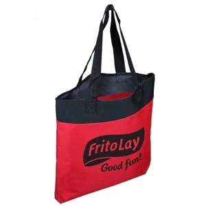 600d Polyester Tote Bag With Vinyl Backing, 24" Webbed Handles And Bottom Gusset