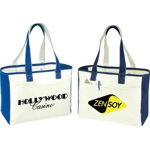 Canvas Boat Bag, Main Compartment With 6.5" X 5" Zippered Pocket, 22" Handles