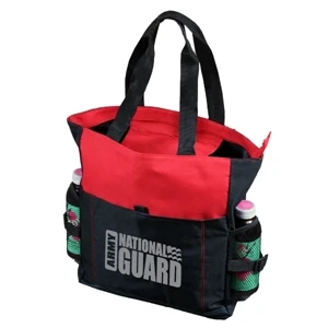 Zippered 2 Tone Tote Bag With Zippered Main Compartment And Interior Pocket