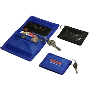 Double Id Holder With Clear Id Holder, Open Pocket, Zippered Pocket, Key Ring