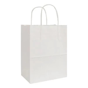 White Kraft Shopping Bag (8" x 4 3/4" x 10 1/2")