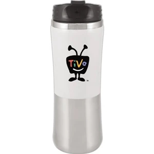 Laguna Fusion - White - Acrylic And Stainless Steel Foam Insulated Tumbler With Threaded Snap-fit Lid