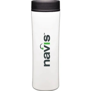 Cyrus - White - Stainless Steel 16 Oz. Tumbler With Plastic Liner, Foam Insulated With Push On Lid