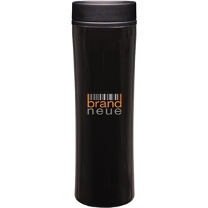 Cyrus - Black - Stainless Steel 16 Oz. Tumbler With Plastic Liner, Foam Insulated With Push On Lid