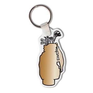 Full Color On White Item - Golf Bag With Clubs Shape Key Tag, 2.75" X 1.31"