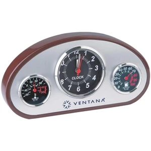 Weather Station Desk Clock With Hygrometer And Thermometer And High Gloss Wood Trim