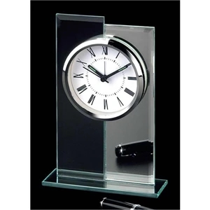 Glass And Mirror Alarm Clock With Base, Roman Numerals And Second Hand