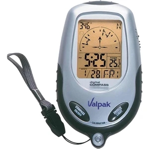 Digital Handheld Compass With Thermometer, Alarm Clock And Liquid Crystal Display