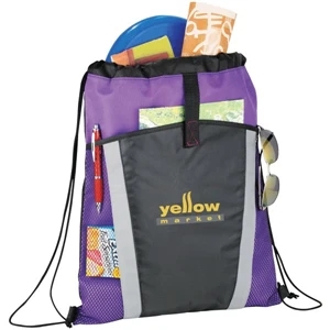 Vortex (tm) - 210 Denier Polyester And Non-woven Polypropylene Drawstring Bag