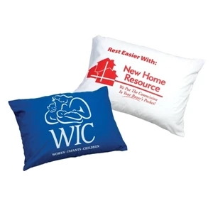 White Queen Size Pillowcase In 3.5 Oz. Polyester Cotton, 20" X 34" 1 Location Print
