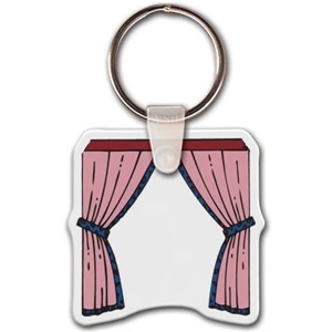 Full Color On White Item - Full Color Drapes Shape Key Tag, 1.77" X 1.73"