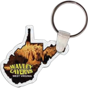 Full Color On White Item - Full Color West Virginia Shape Key Tag, 1.95" X 1.76"