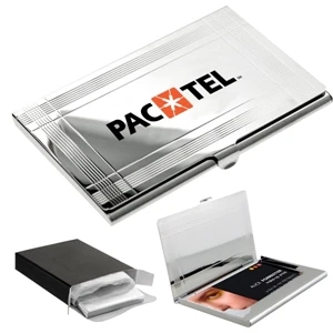 Capriano - 3 Working Days - Shiny Chrome Metal Business Card Holder Stores 10 To 12 Business Cards