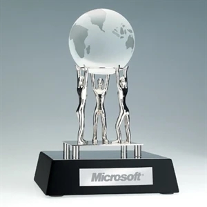 Together We Can - With Clear Globe - Inspirational Award With Metal Figures Holding A Ball