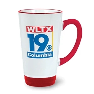 Hanover - Vitrified Ceramic Mug With Base And Handle Accent Color, 16 Ounces
