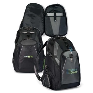 Vertex (tm) - Black - Computer Backpack With Front Zippered Pocket And Multi-function Organizer