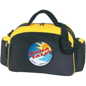 Silkscreen - Two-tone Polyester Duffel Bag With Shoulder Strap, Large Front And End Pockets