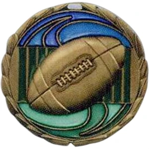 Football - Stock 2 1/2" Cem Medal With Tinted Epoxy Giving A Stained Glass Effect
