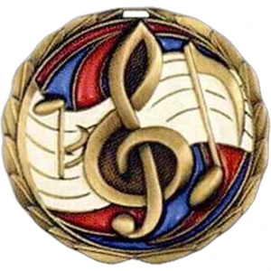 Music - Stock 2 1/2" Cem Medal With Tinted Epoxy Giving A Stained Glass Effect