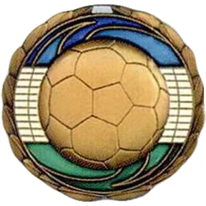 Soccer - Stock 2 1/2" Cem Medal With Tinted Epoxy Giving A Stained Glass Effect