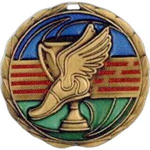Track - Stock 2 1/2" Cem Medal With Tinted Epoxy Giving A Stained Glass Effect