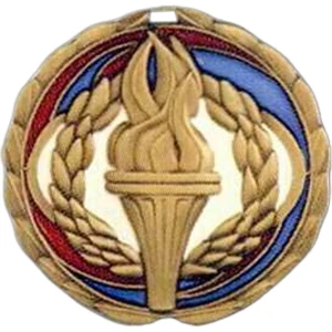 Victory - Stock 2 1/2" Cem Medal With Tinted Epoxy Giving A Stained Glass Effect