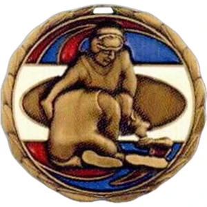 Wrestling - Stock 2 1/2" Cem Medal With Tinted Epoxy Giving A Stained Glass Effect