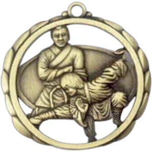 Male Karate - Stock Sculptured Medal With Smooth Back And Jump Rings, 2 3/8"