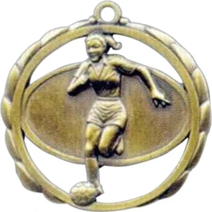 Female Soccer - Stock Sculptured Medal With Smooth Back And Jump Rings, 2 3/8"